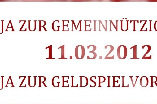 Ja-Stempel zur Abstimmung 'Geldspielvorlage vom 11.3.2012'. OUI au 'Projet de loi sur les jeux d'argent du 11.3.2012'. Votiamo SÌ al 'progetto di legge sui giochi in denaro del 11.3.2012'.